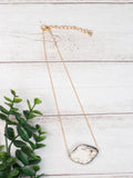 Cream Stone Pendant with Clear Crystal Accents on Gold Chain Choker