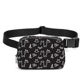 Black Brand Print Crossbody Sling Belt Bag