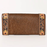 Hand-Tooled Leather & Hair-On Cowhide Western Clutch Bag