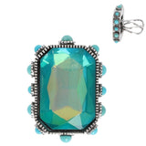 Western Octagon Cut Crystal Adjustable Ring Turquoise