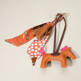 Vegan Leather Horse Tassel Scarf Keychain Bag Charm