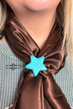 Star Blossom Stone Western Scarf Slide Tee Clip or Ring