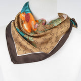 Multi Print Silk Bandana Scarf – Beige