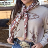Mocha White Leopard Bandana Western Southwestern Wild Rag Scarf Accent