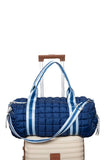 Navy Striped Quilted Weekender Bag – Women’s Travel Duffel
