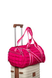 Hot Pink Striped Quilted Duffel Weekender Bag
