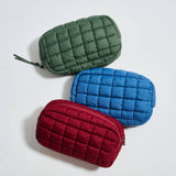 Cloud Nine Quilted Puffer Nylon Cosmetic Pouch in Olive