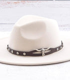 Faux Leather Longhorn Hat Band - Coffee