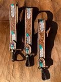 Tooled Leather Western Feather Wrist Strap Keychain | Hand-Tooled & Hand-Painted