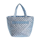 The Debra Diamond Quilted Nylon Tote Bag Ice Blue