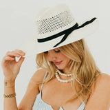 Shell Beach Western Sun Hat | Black Bow