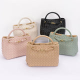 Braided Faux Leather Top Handle Bag – Pink