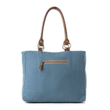 Seabound Mosaic Tote Bag – Faded Blue | Upcycled Canvas & Leather | Myra Bag