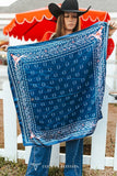 Blue Horseshoe Double-Sided Wild Rag — Classic Western Scarf