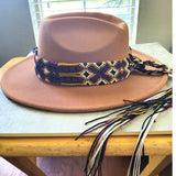 Navy Purple Black White Gold Woven Braided Western Aztec Adjustable Hat Band