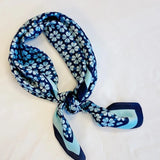 Four Petal Clover Scarf Blue Border
