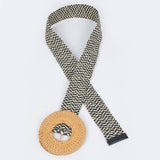 Multicolor Oversized Round Bamboo Buckle Elastic Belt