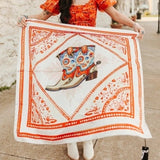 Western Cream Boots Printed Western Southwestern Wild Rag Scarf Accent