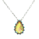 Western Teardrop Turquoise Gemstone Necklace | Yellow Gold
