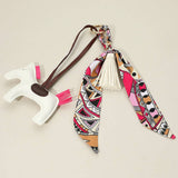 Vegan Leather Horse Tassel Scarf Keychain Bag Charm