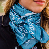 Blue White Paisley Printed Western Southwestern Wild Rag Scarf Accent
