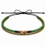 Green & Gold-Tone Beaded Western Hat Band, Adjustable