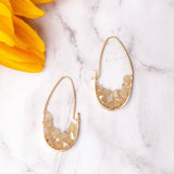 Date Night Cream Beaded Cluster Oval Hoop Earrings