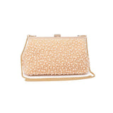 Samira Beaded Evening Bag | Champagne with Gold Hardware & Chain Strap