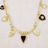 Mixed Heart Charm Necklace – Black & Gold