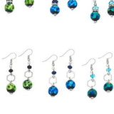 Blue Glass Bead Hexagon Dangle Earring