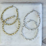 Dee Dee Hammered Hoop Earrings Silver tone