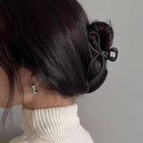 Metal Bow Ribbon Hair Clip Black