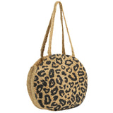 Magid Leopard Print Straw Jute Circle Tote
