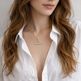 Pavé Accent T-Bar Chain Necklace | 18k Gold Plated