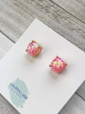Glitter Studs Earrings Pink