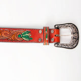 American Darling Floral Tooled Leather Western Belt
