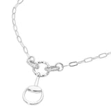 Rhinestone Pavé Horseshoe Link Paperclip Chain Necklace | Silver