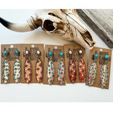 Western Stamped Stone Earrings Copper Thunderbird