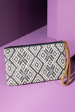 Colorado Handmade Jacquard Clutch | Gold Seed Beads & Suede | Wristlet