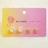 Mini Beauty Flower Stud Earrings | Set of 2 | 18k Gold Plated