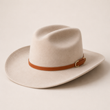Cognac Faux Leather Hat Band with Gold-Tone Double-Ring Detail
