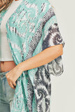 Boho Lightweight Abstract Striped Print Kimono Wrap