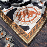 Cow Print Cowboy Silky Wild Rag | Black/Ivory/Rust