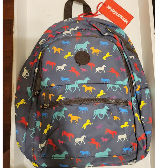 Montana West Horses Western Printed Nylon Backpack Grey Multicolors