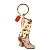Lil Lady Cowgirl Country Western Enamel Keychain Rodeo Pink Floral Boot