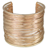 Gold Wires Wide Cuff Statement Bracelet