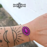 Western Layering Silver Hot Pink Blossom Cuff Bracelet