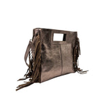 Marion Iridescent Leather Handbag – Gold