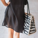 Isla Bonita By SIGRIS Fringe Bali Tote Bag Zebra Print