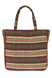 Tapestry Woven Canvas Tote Bag Burgundy